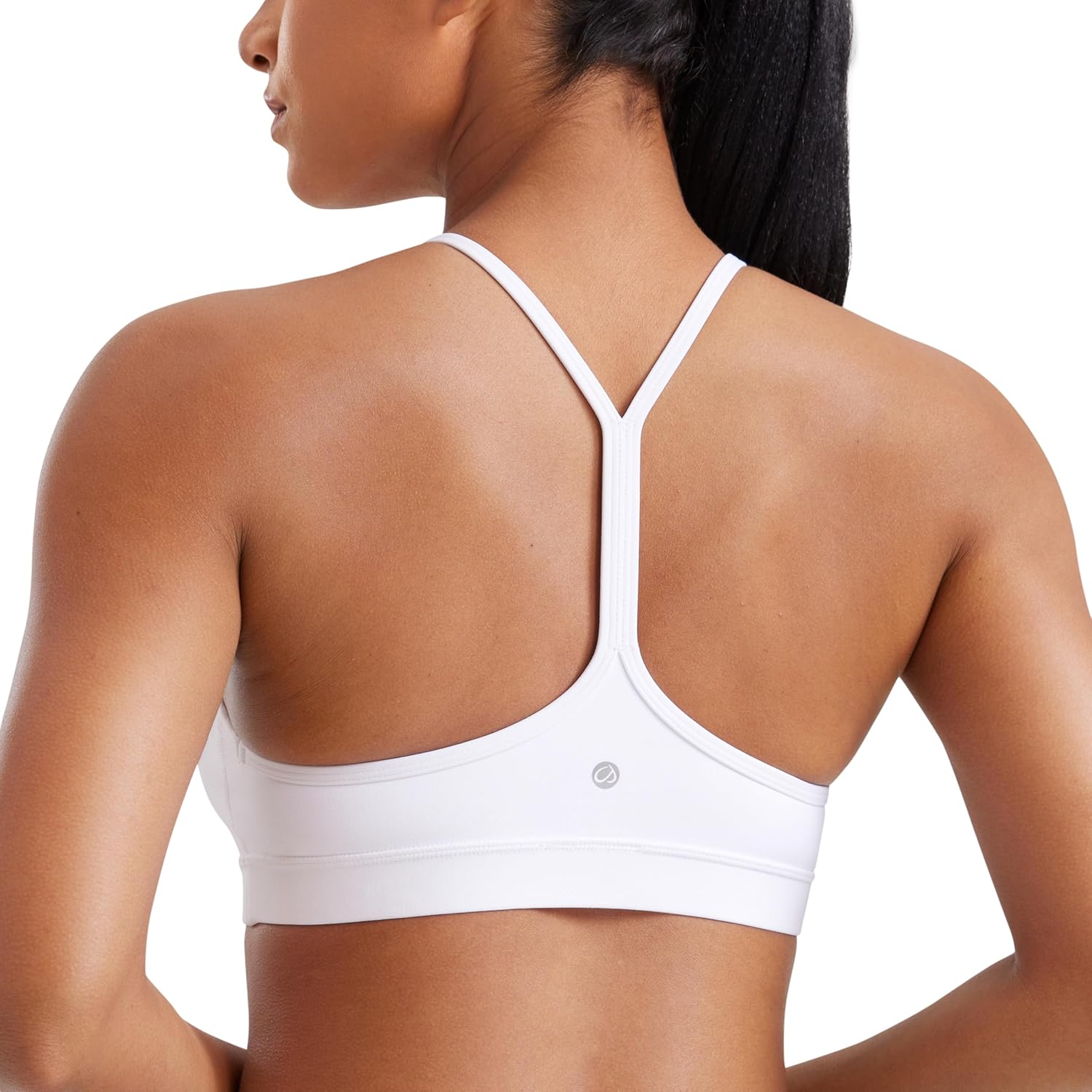 Women's Y-Back Sports Bra Padded Racerback Low Impact Workout Top White
