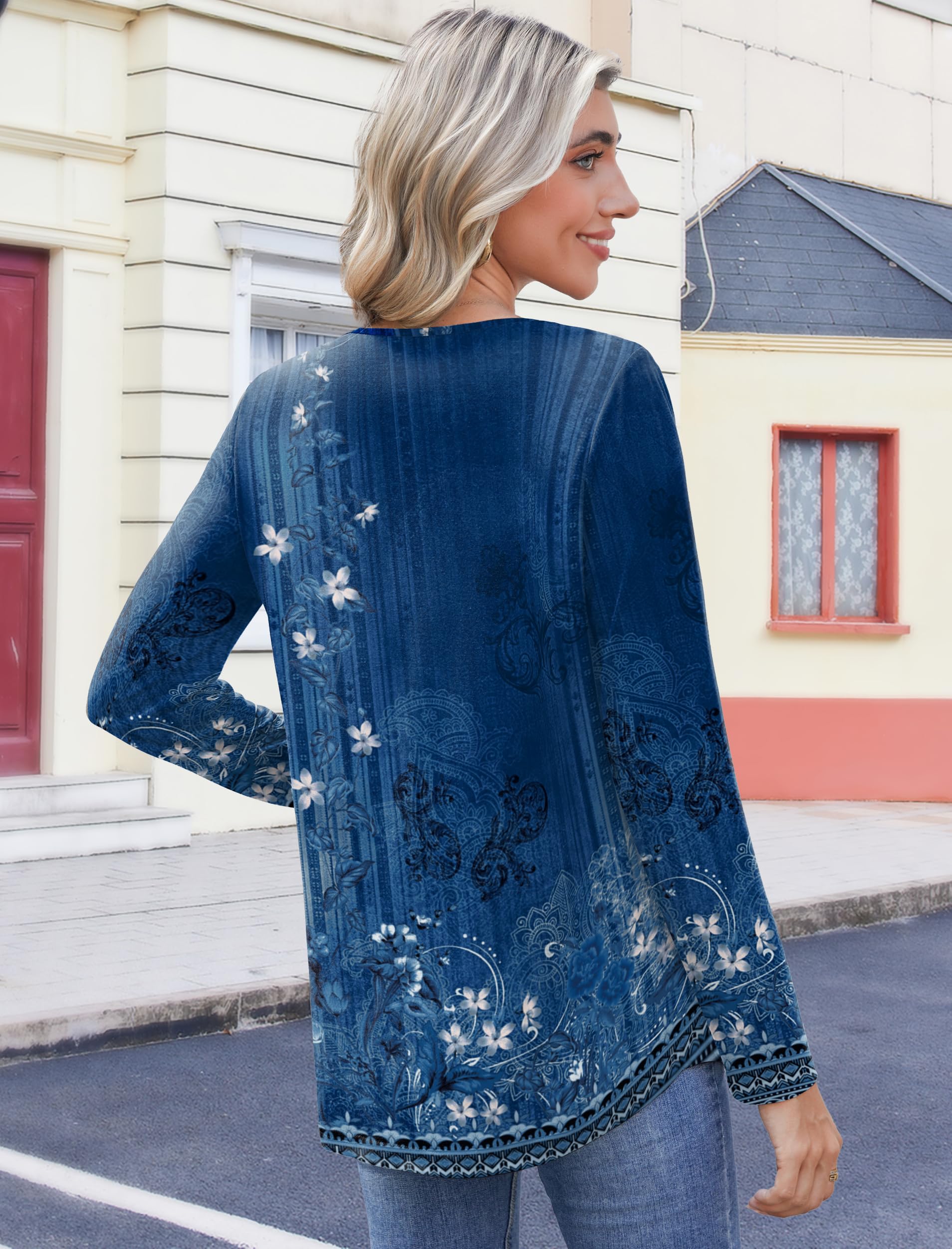 Women Long Sleeve V Neck Blouse - Casual Dressy Work Tunic Top with Pleated Detail 2025