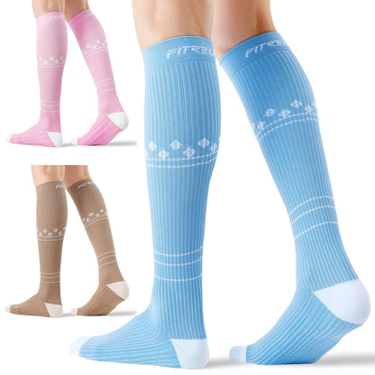 Compression Socks 20-30mmHg 3 Pairs Women Men Circulation Support Neopolitan