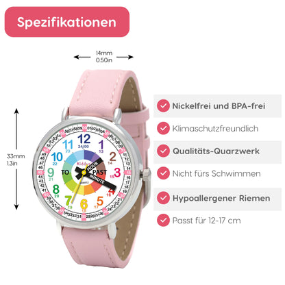 Kids Time Teacher Watch - Educational Analog Watch with Japanese Quartz Movement Ages 5-12