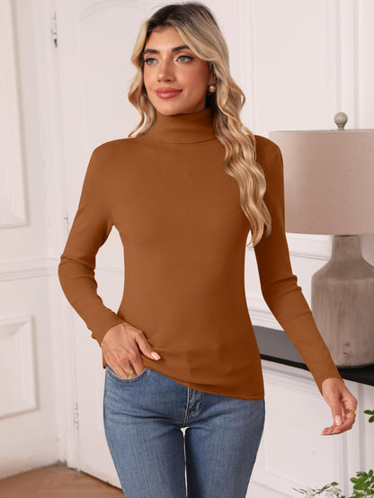 Women's Turtleneck Long Sleeve Shirt - Thermal Underwear Top for Fall Winter