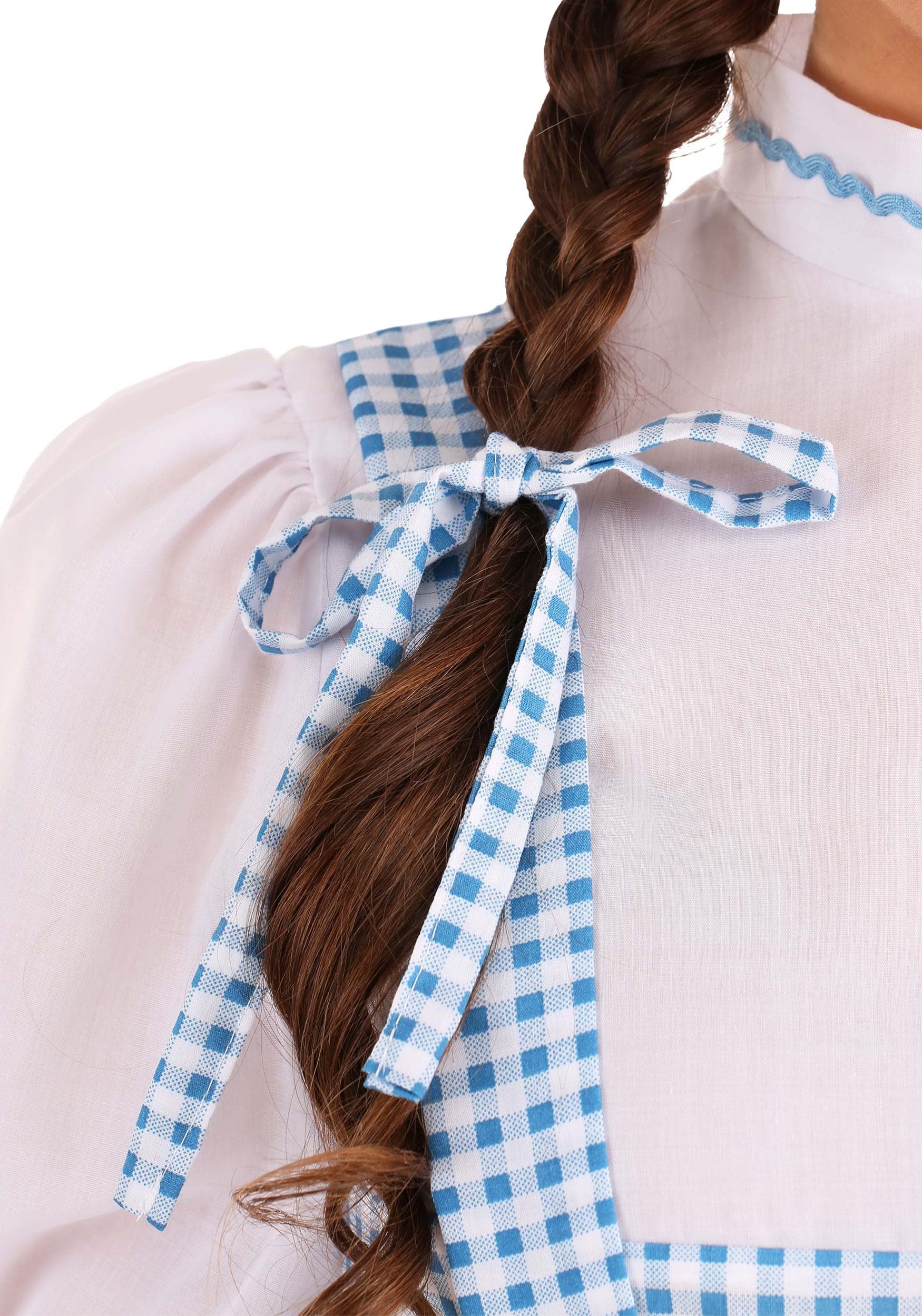Dorothy Costume - Women's Blue Gingham Dress with White Blouse and Hair Ribbons