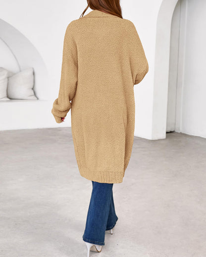 Women's Long Cardigan Sweater - Open Front Oversized Knit Coat with Pockets