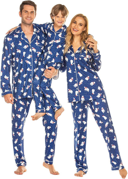 Christmas Family Matching Pajamas - Long Sleeve Button Down PJ Set
