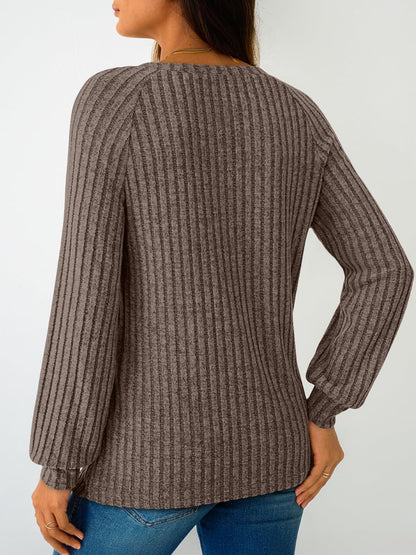 Women's Long Sleeve Tops - Fall Lightweight Sweaters with Shoulder Buttons