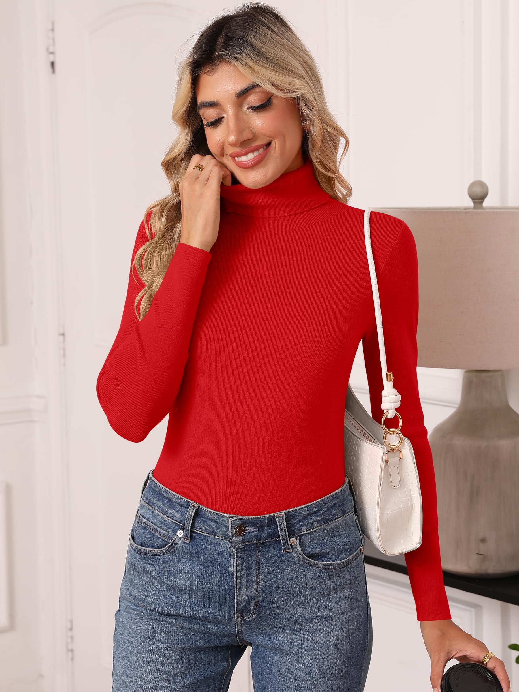 Women's Turtleneck Long Sleeve Shirt - Thermal Underwear Top for Fall Winter