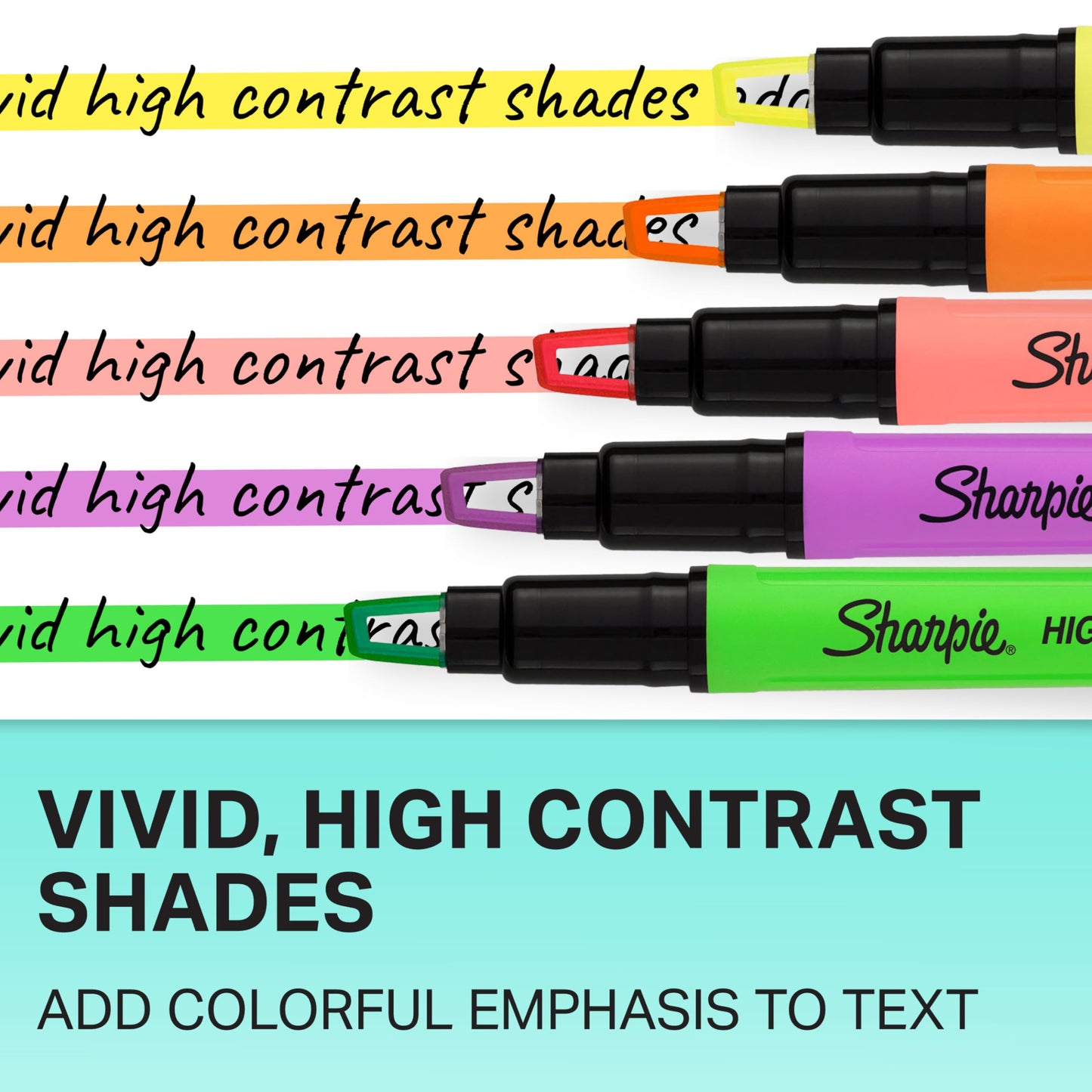 Sharpie Clear View Highlighters 8 Pack - Chisel Tip Assorted Fluorescent Colors School Office