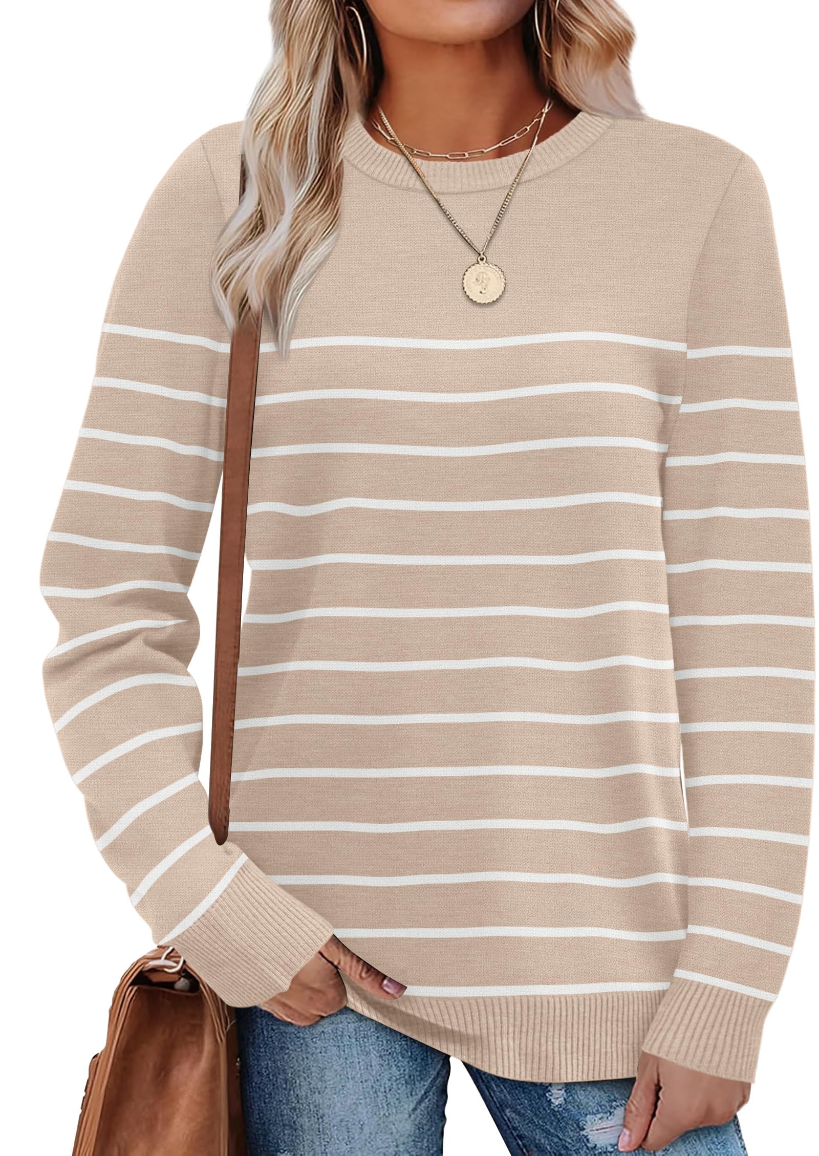 Women's Lightweight Sweaters - Long Sleeve Crewneck Pullover Tops