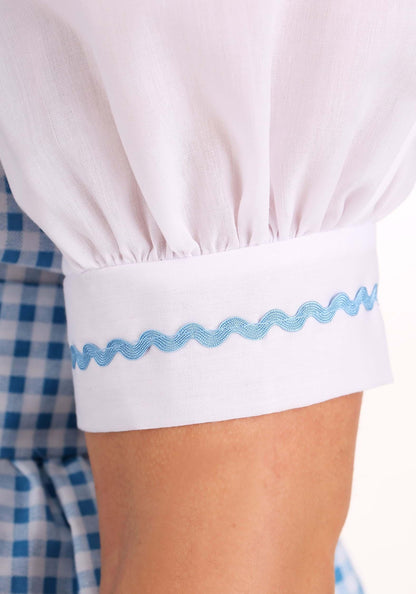 Dorothy Costume - Women's Blue Gingham Dress with White Blouse and Hair Ribbons