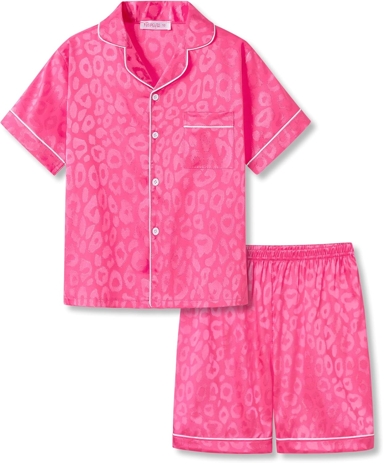 Girls Satin Pajama Set - Silky Button Down PJ with Shorts Size 6-16