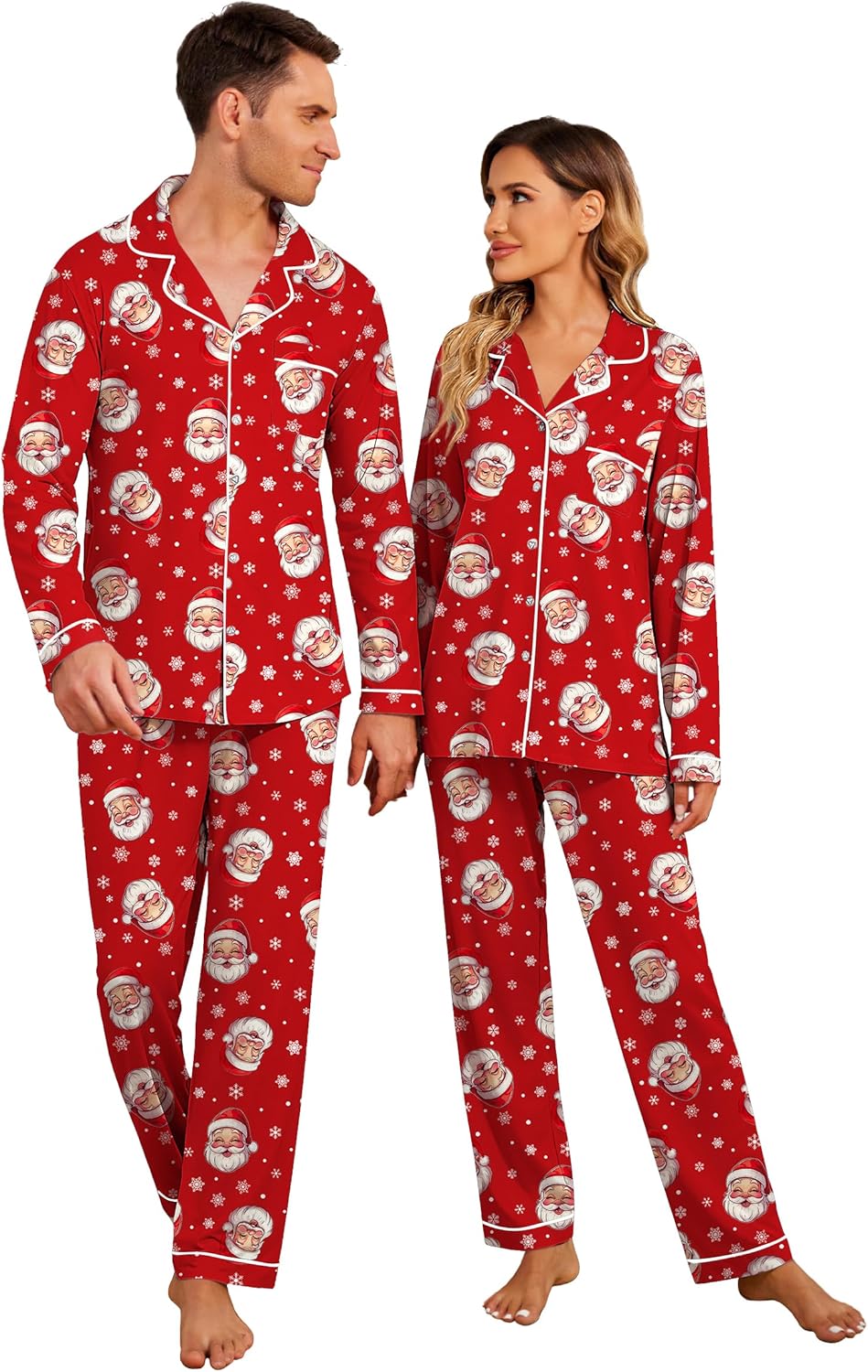 Christmas Family Matching Pajamas - Long Sleeve Button Down PJ Set