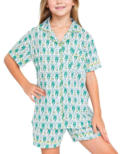 Roller Rabbit Pajamas Kids - Girls Summer 2 Piece Set - Button Down Top and Shorts