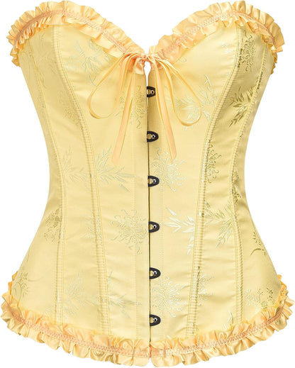 Corset Top for Women - Lace Bustier Shapewear with Push Up Support Yellow Iris