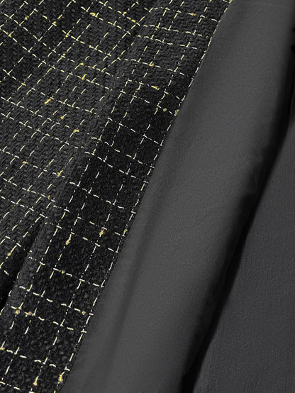 Women's Tweed Blazer Jacket - Open Front Stand Collar Professional Work Coat