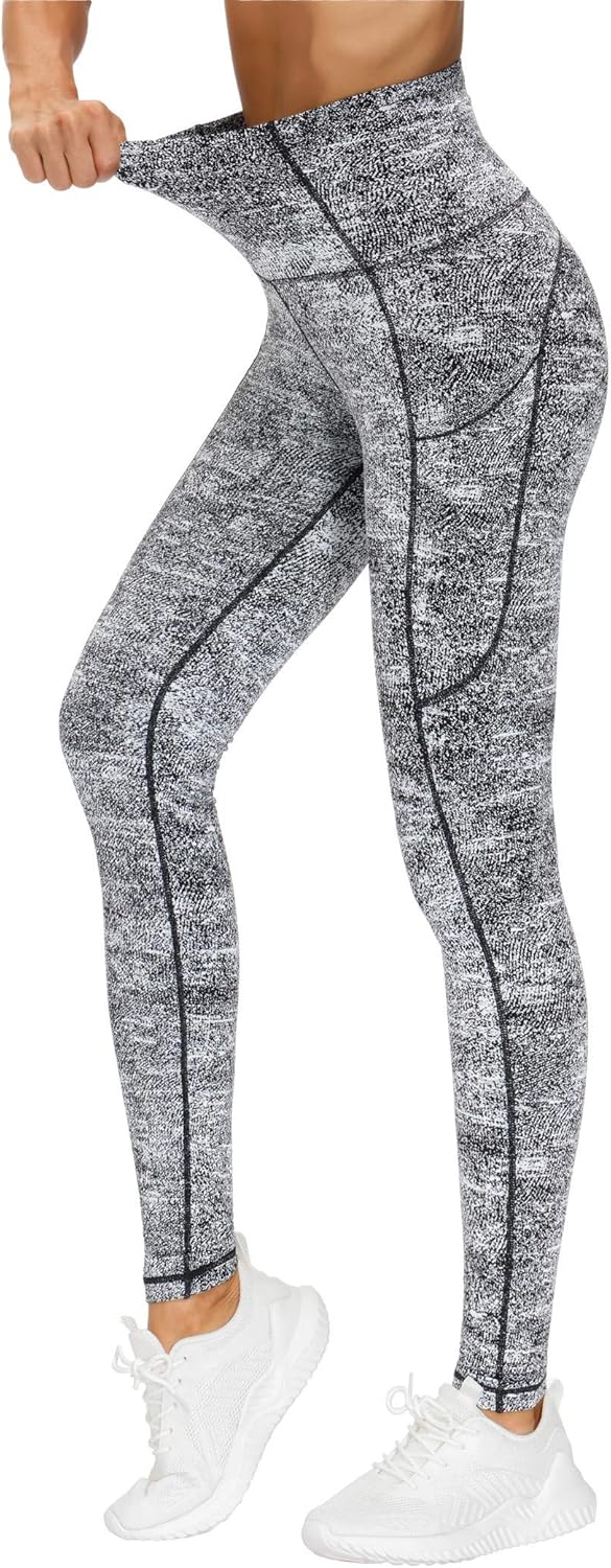 Women's High Waisted Yoga Leggings with Pockets - Thick Tummy Control Workout Pants