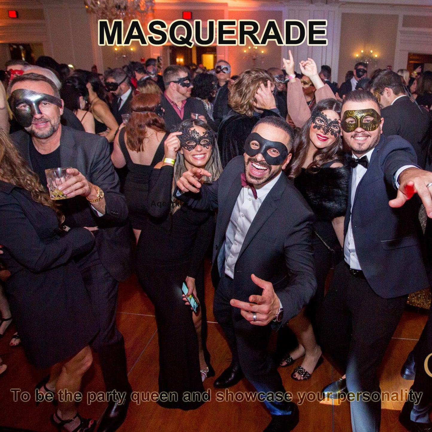 Rhinestone Metal Masquerade Mask for Women - Venetian Party Mask - Elegant Prom Ball Costume Accessory