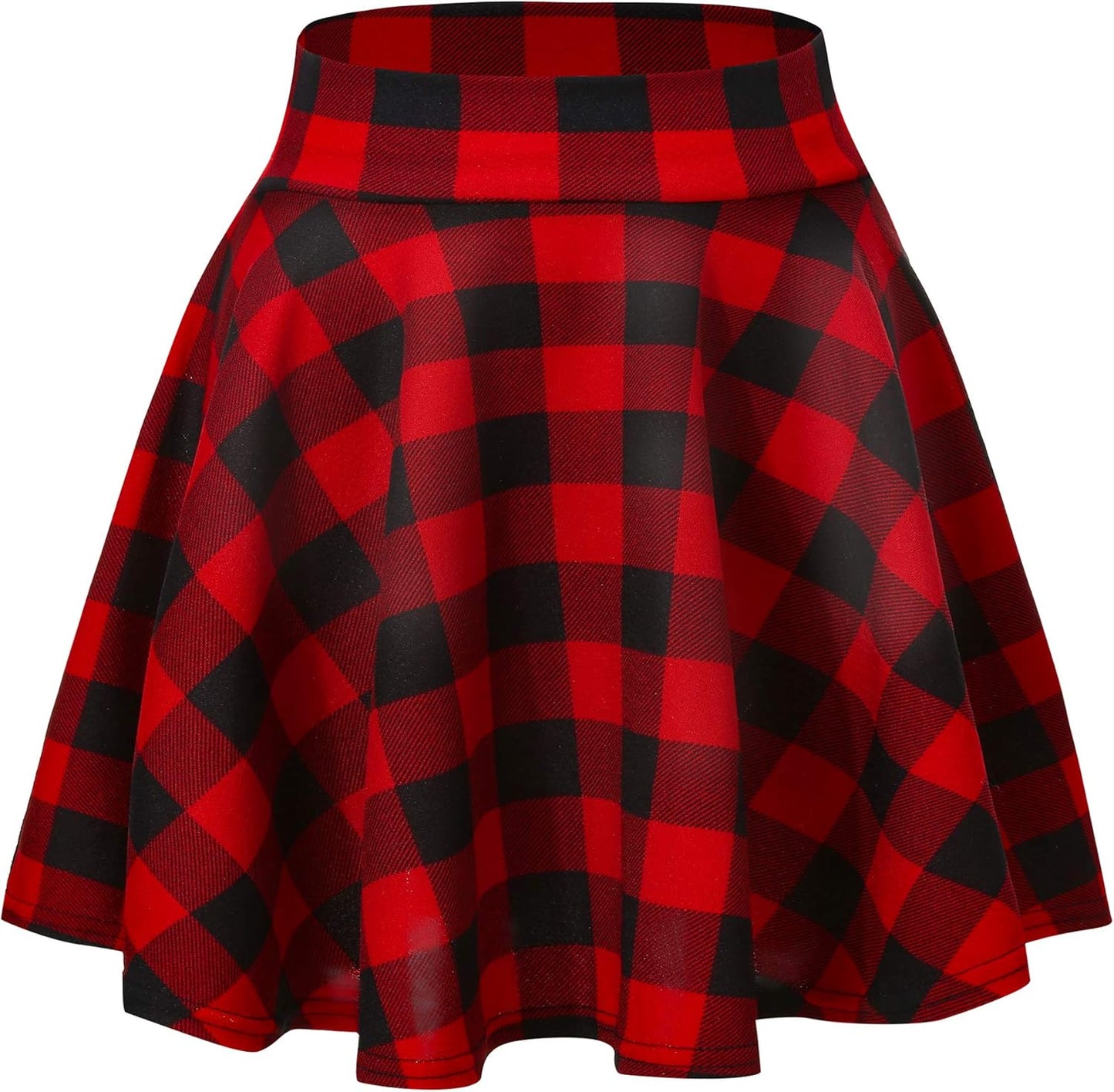 Women Flared Mini Skater Skirt - Stretchy A-Line Circle Skirt