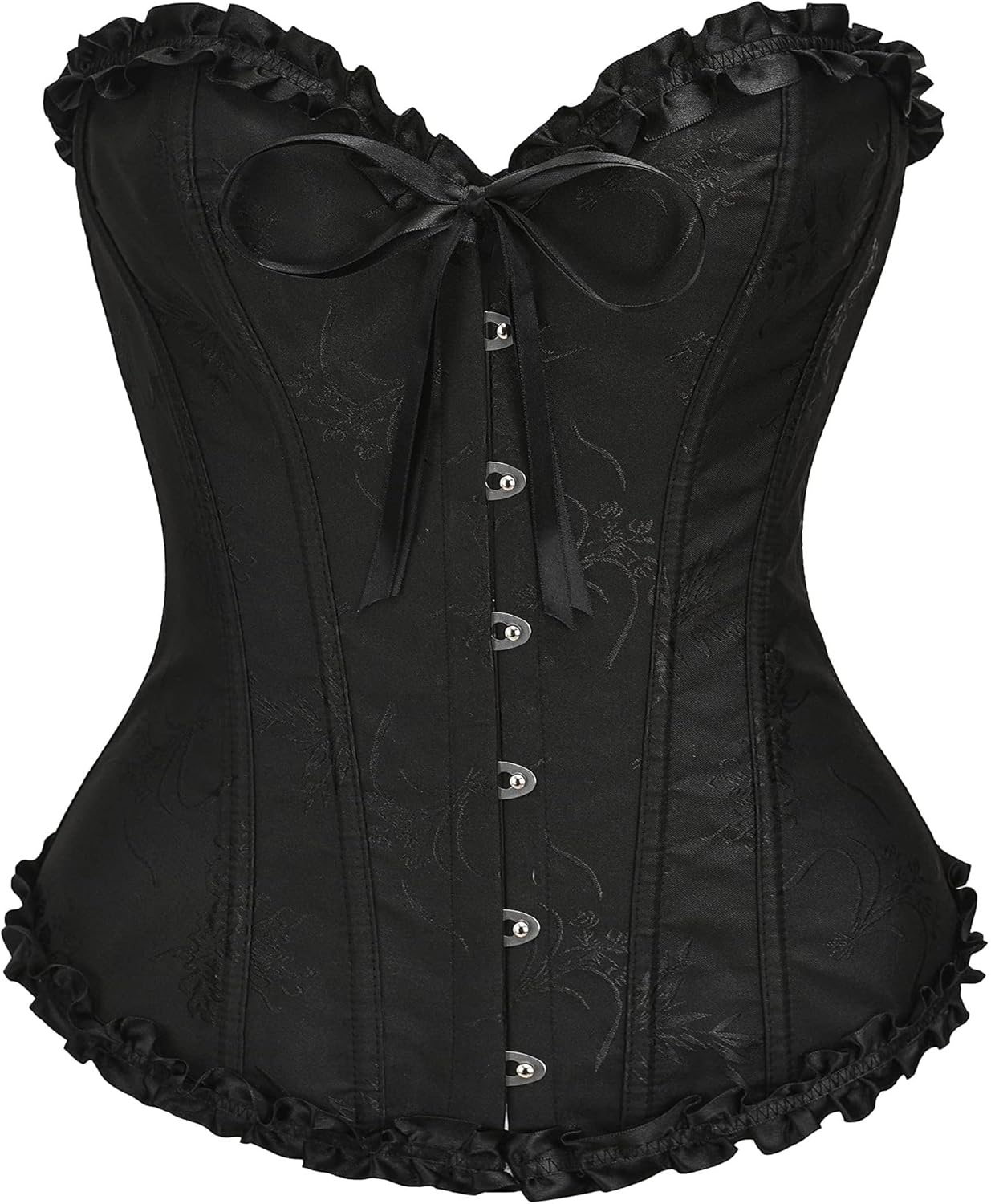 Corset Top for Women - Lace Bustier Shapewear with Push Up Support Large Black Beauty