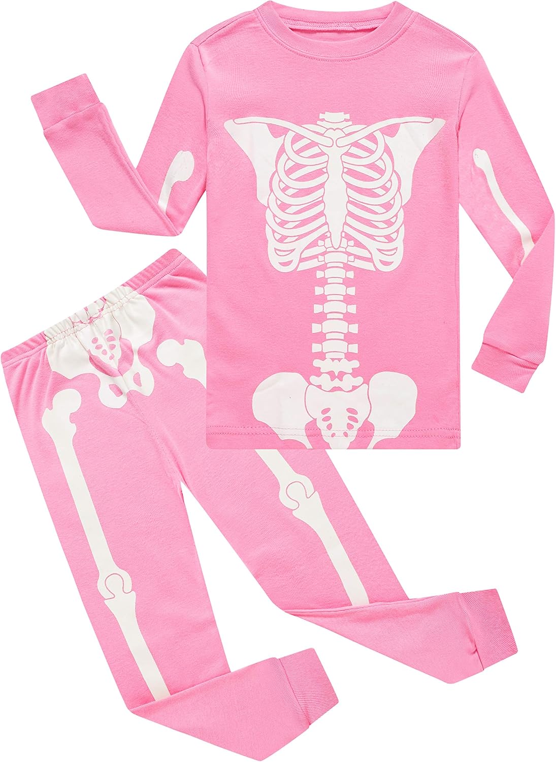 Kids Cotton Pajamas 2 Piece Set - Soft Sleepwear for Boys and Girls Skeleton Glow-in-the-dark 6964