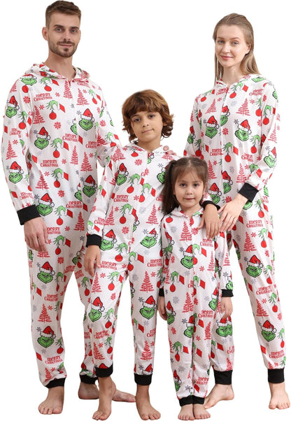 Matching Christmas Onesies for Family - Zip Up One-Piece Holiday Pajamas
