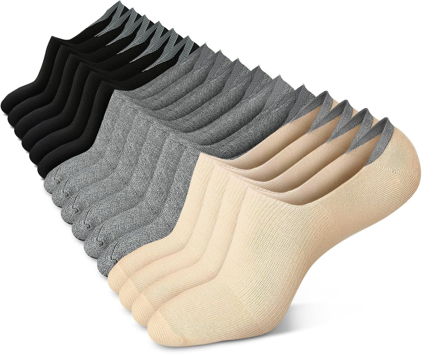 Women No Show Socks - Non Slip Low Cut Invisible Socks 4/8 Pairs