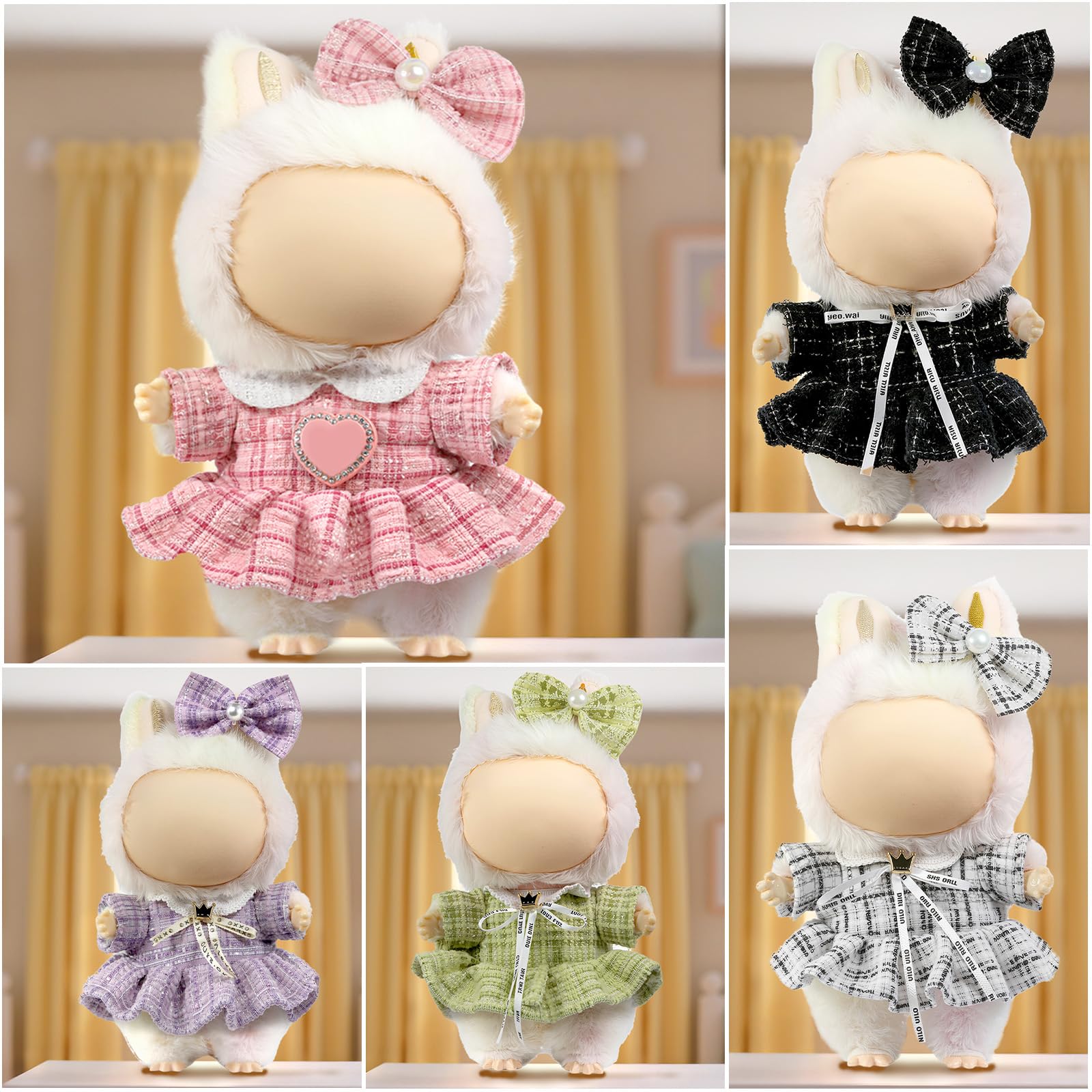 3 Piece Handmade Crochet Outfit for 17cm Dolls - Heart Sweater Hat & Bag Set