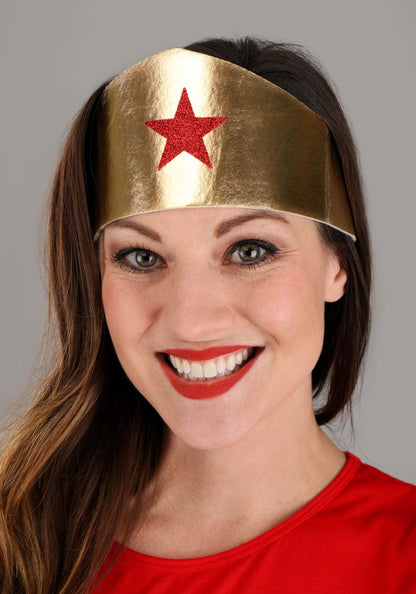 Women's Wonder Woman Costume - Superhero T-Shirt with Cape and Crown