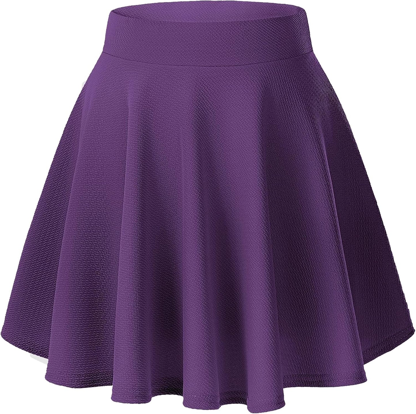 Women Flared Mini Skater Skirt - Stretchy A-Line Circle Skirt Deep Purple