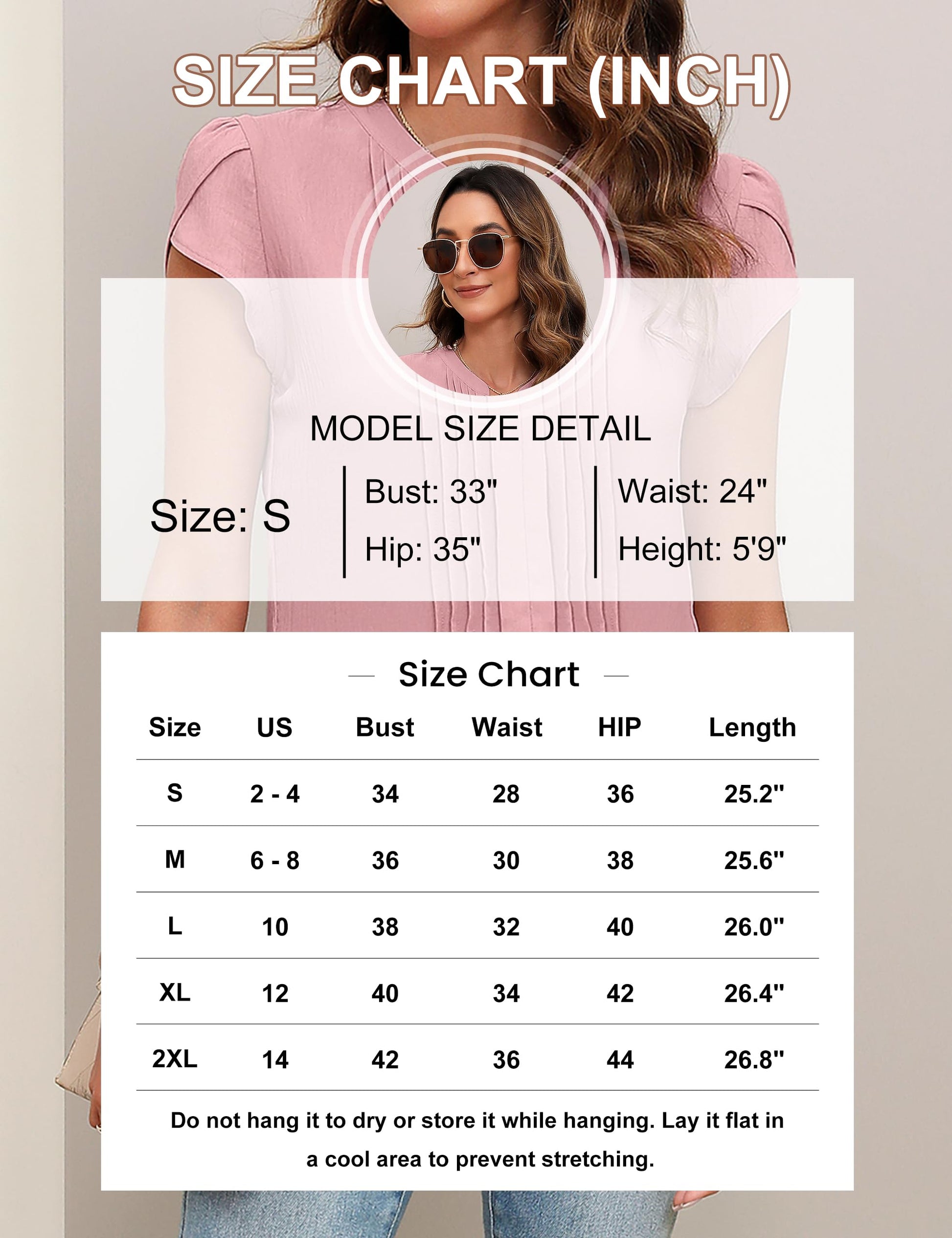 Beautiful Blouses For Ladies - Women's V-Neck Blouse with Pintuck Detail Short Petal Sleeve Business Top