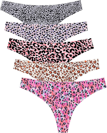 Women's Seamless Thong Underwear 5-Pack No Show Breathable Panties