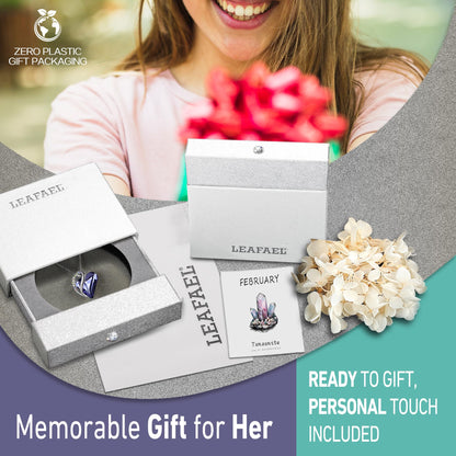 Infinity Love Birthstone Heart Necklace - 18K White Gold Plated Crystal Pendant Gift for Women