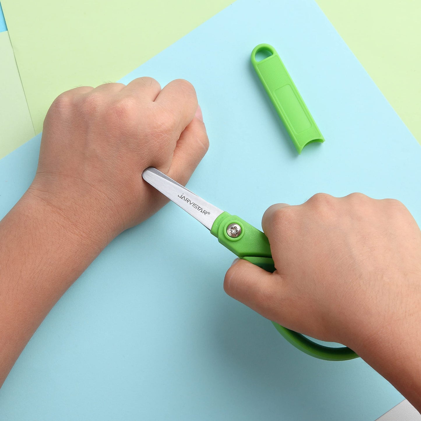 Kids Safety Scissors 4 Pack - 5.5 Inch Blunt Tip School Scissors with Cover for Children Ages 4+