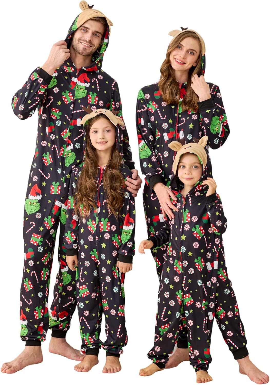 Matching Christmas Onesies for Family - Zip Up One-Piece Holiday Pajamas