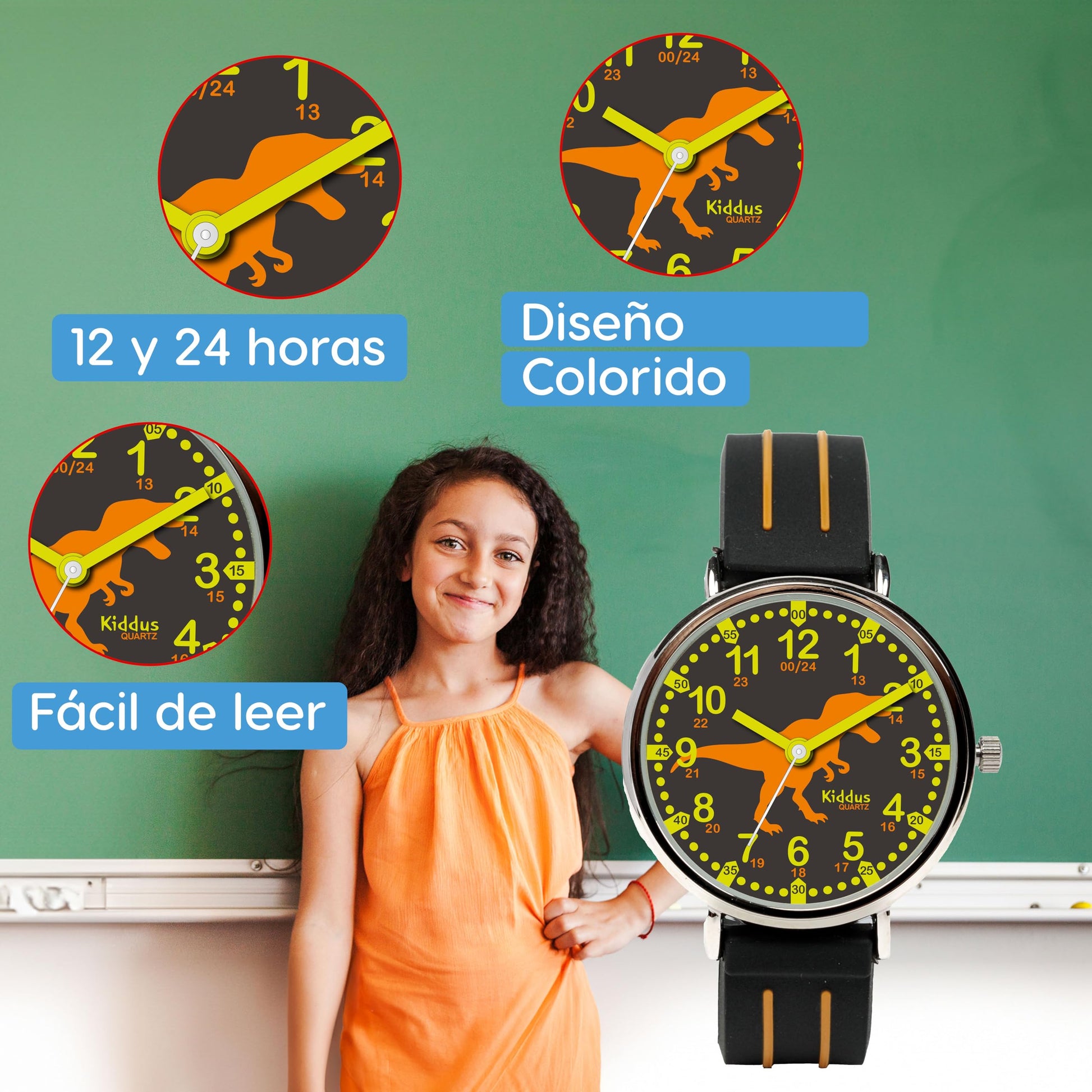 Kids Time Teacher Watch - Educational Analog Watch with Japanese Quartz Movement Ages 5-12