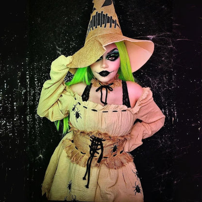 Bugged Out Baddie Costume - 3 Piece Halloween Outfit with Dress Choker Hat