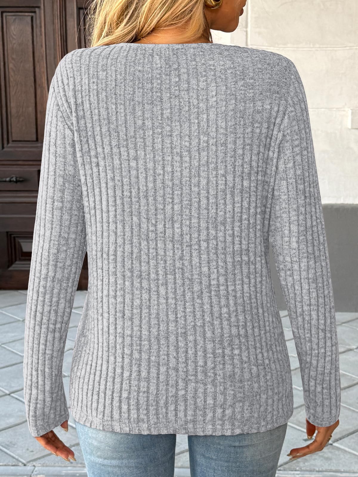 Women's Long Sleeve V Neck Tunic Tops - Dressy Casual Work Blouse Sweater