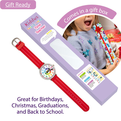 Kids Time Teacher Watch - Educational Analog Watch with Japanese Quartz Movement Ages 5-12