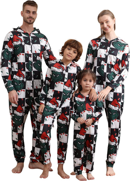 Matching Christmas Onesies for Family - Zip Up One-Piece Holiday Pajamas