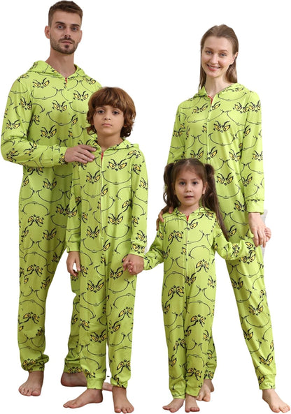 Matching Christmas Onesies for Family - Zip Up One-Piece Holiday Pajamas