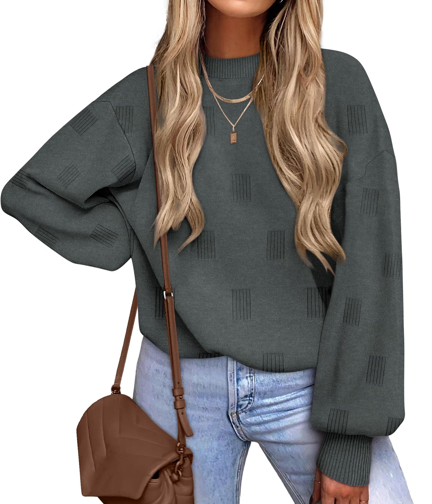 Women's Turtleneck Sweaters - Knit Pullover Long Sleeve Fall Fashion Top Grey