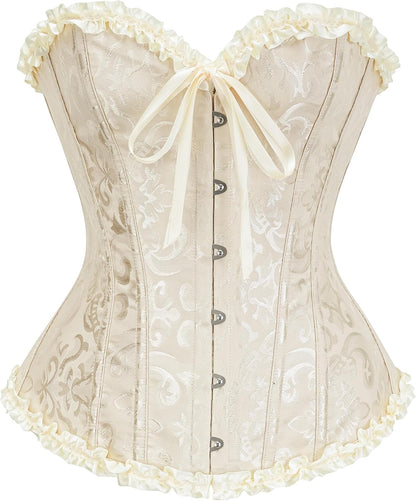 Corset Top for Women - Lace Bustier Shapewear with Push Up Support