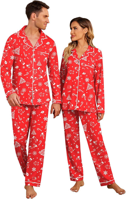 Christmas Family Matching Pajamas - Long Sleeve Button Down PJ Set