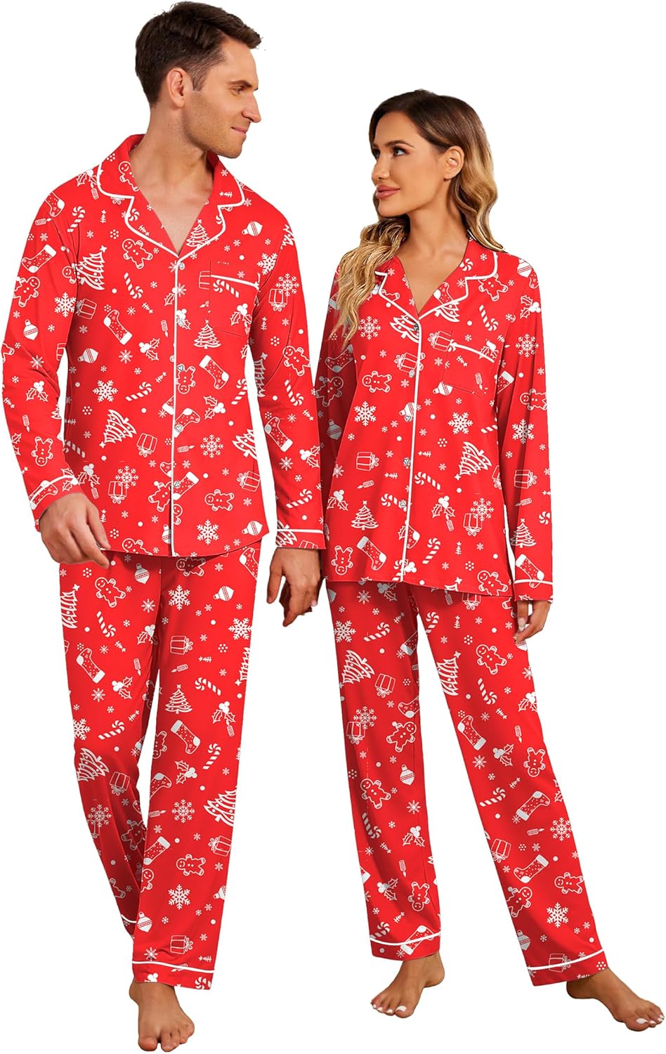 Christmas Family Matching Pajamas - Long Sleeve Button Down PJ Set