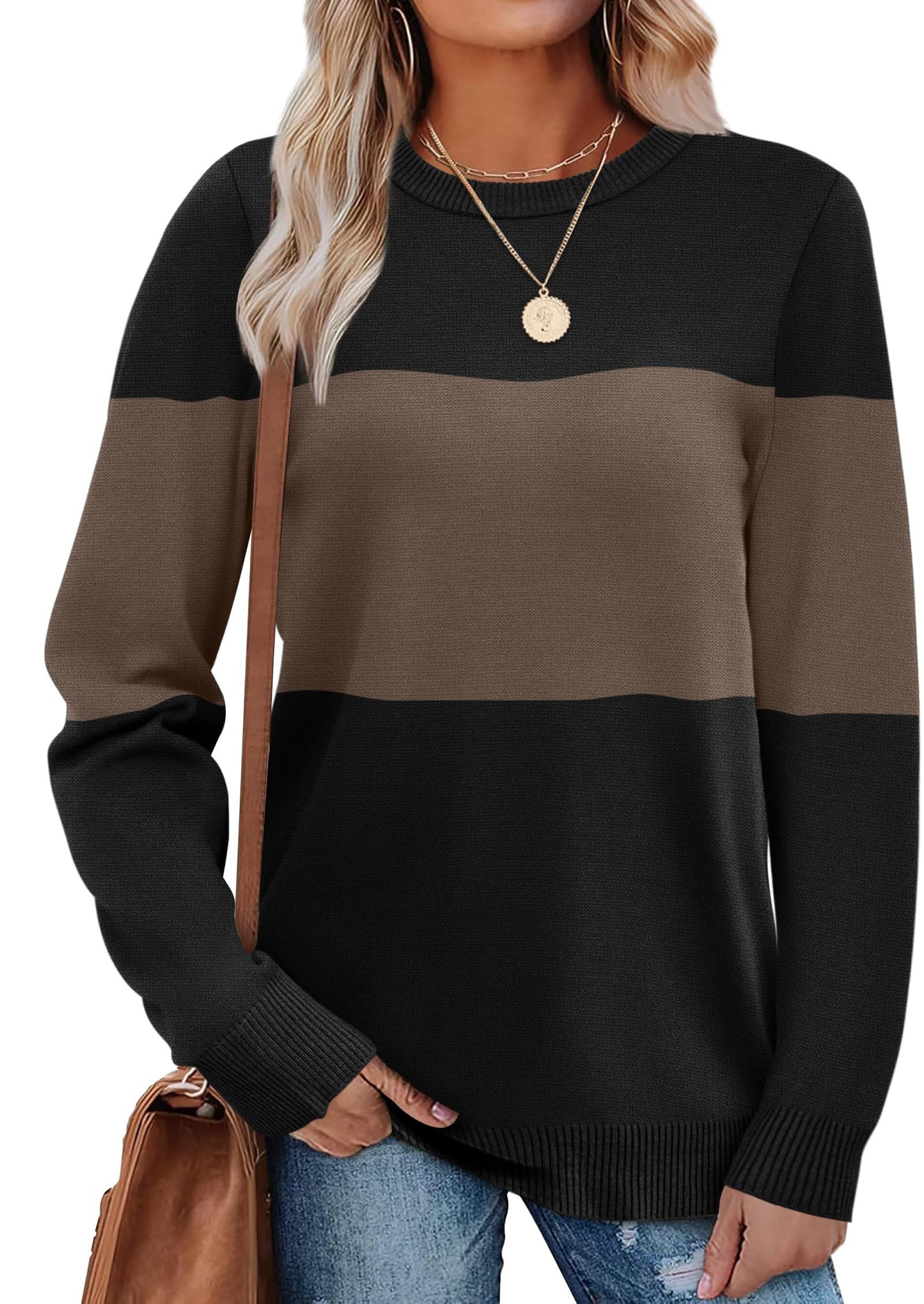 Women's Lightweight Sweaters - Long Sleeve Crewneck Pullover Tops