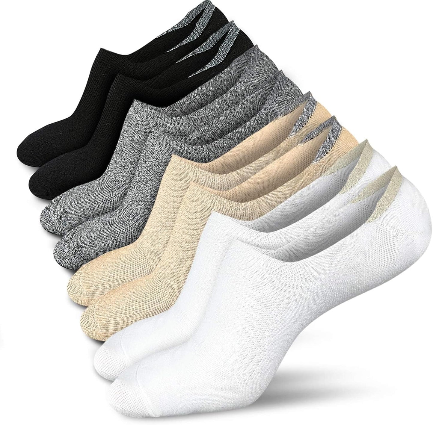 Women No Show Socks - Non Slip Low Cut Invisible Socks 4/8 Pairs 4 Pairs_4 Colors