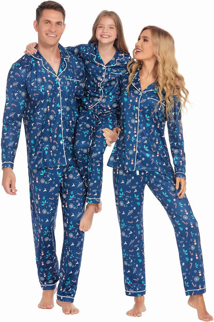 Christmas Family Matching Pajamas - Long Sleeve Button Down PJ Set