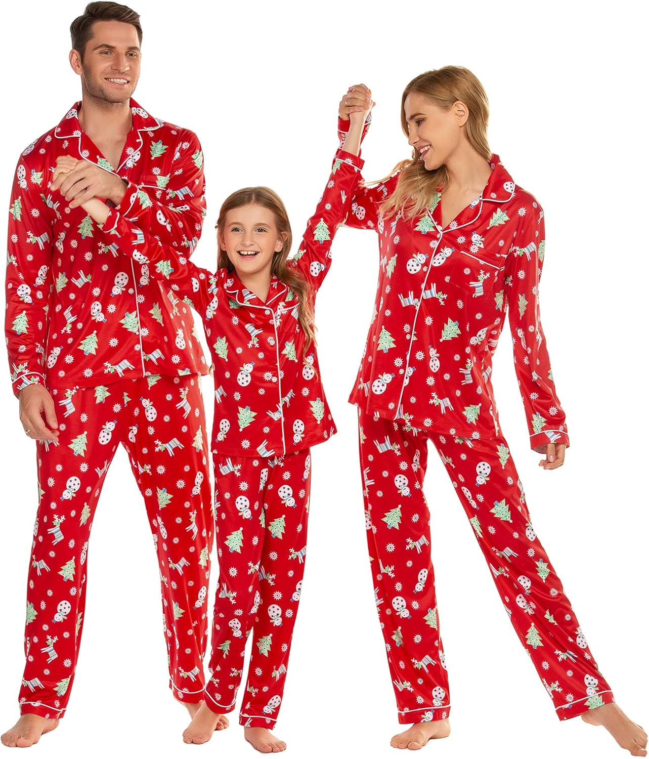 Christmas Family Matching Pajamas - Long Sleeve Button Down PJ Set