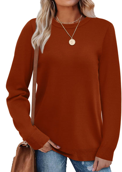 Women's Lightweight Sweaters - Long Sleeve Crewneck Pullover Tops
