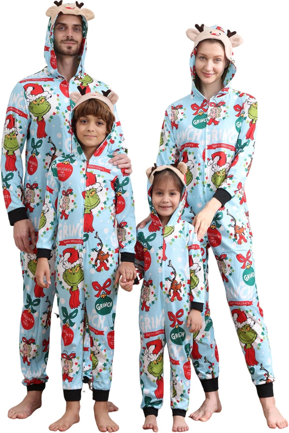 Matching Christmas Onesies for Family - Zip Up One-Piece Holiday Pajamas