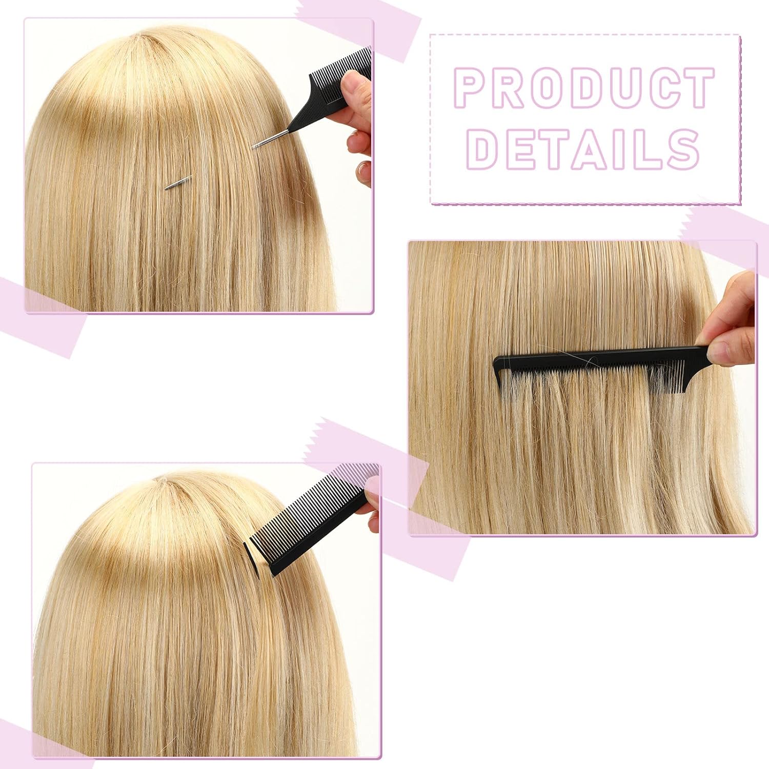 Hair Brush Set 12 Pieces Double Sided Edge Brush Teasing Combs Styling Kit